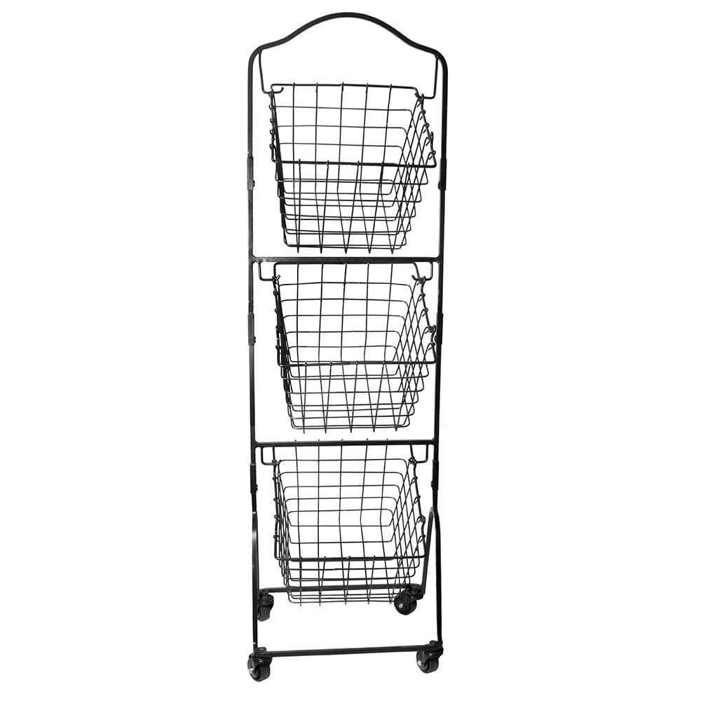 Rio 3 Tiered Standing Storage Baskets with Wheels