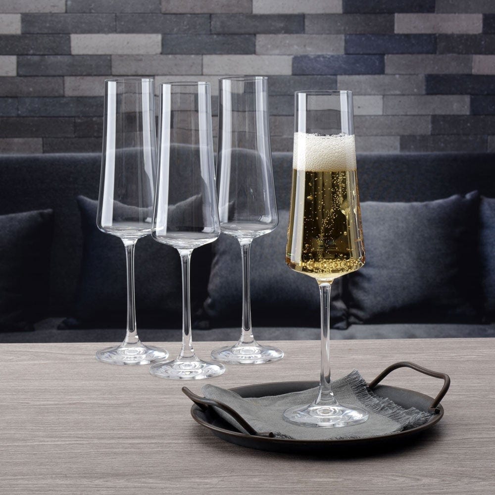 Mikasa Aline Set of 4 Champagne Flute Glasses, 10-Ounce, Clear