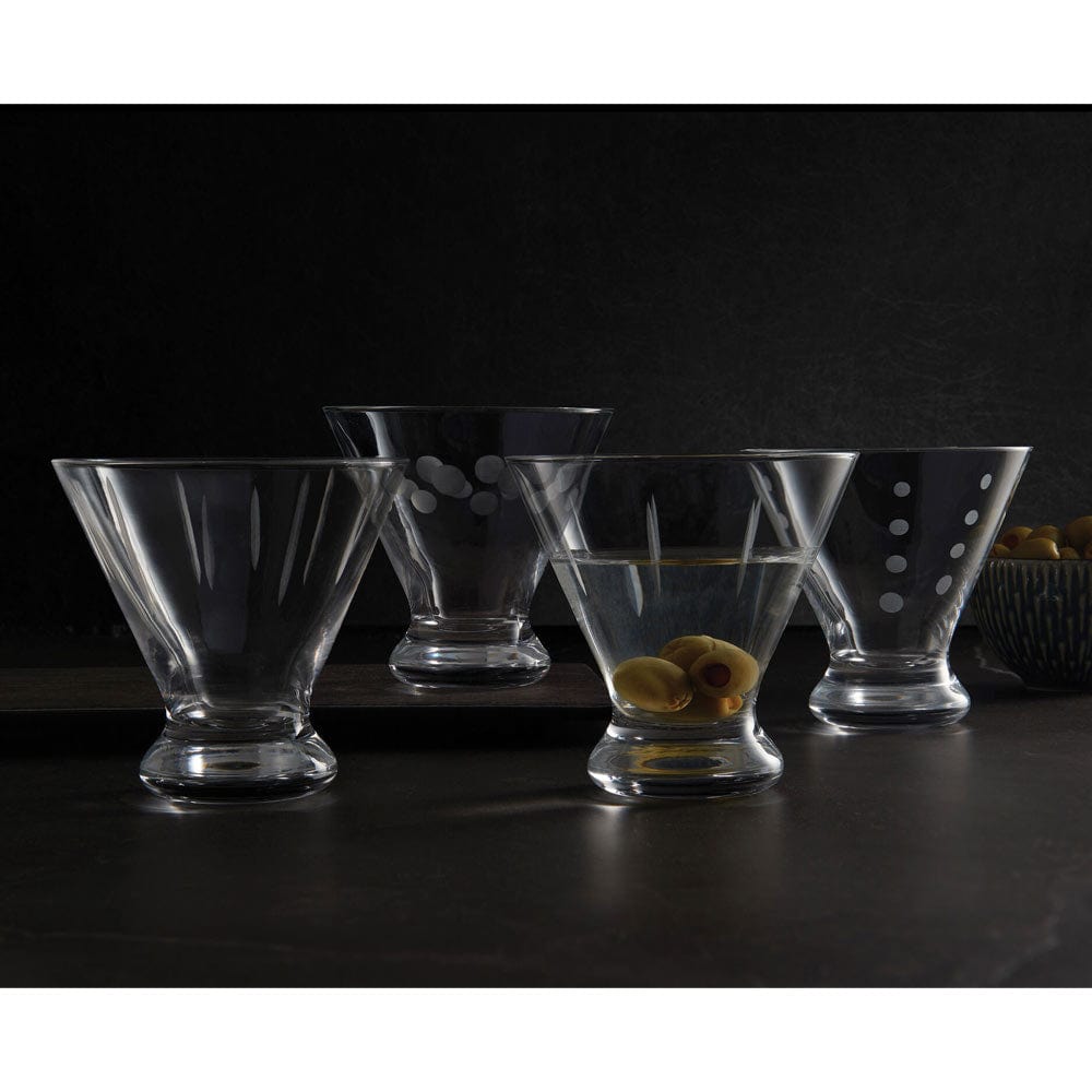 Vintage Stemless Martini Glasses set of 2 heavy base 4 1/8” EUC high flare  sides