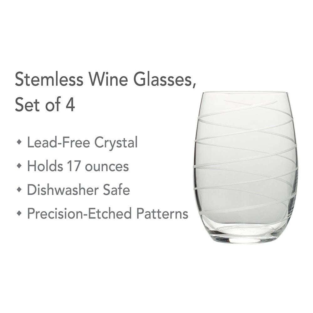 Mikasa Cheers Set of 4 Stemless Wine Glasses 