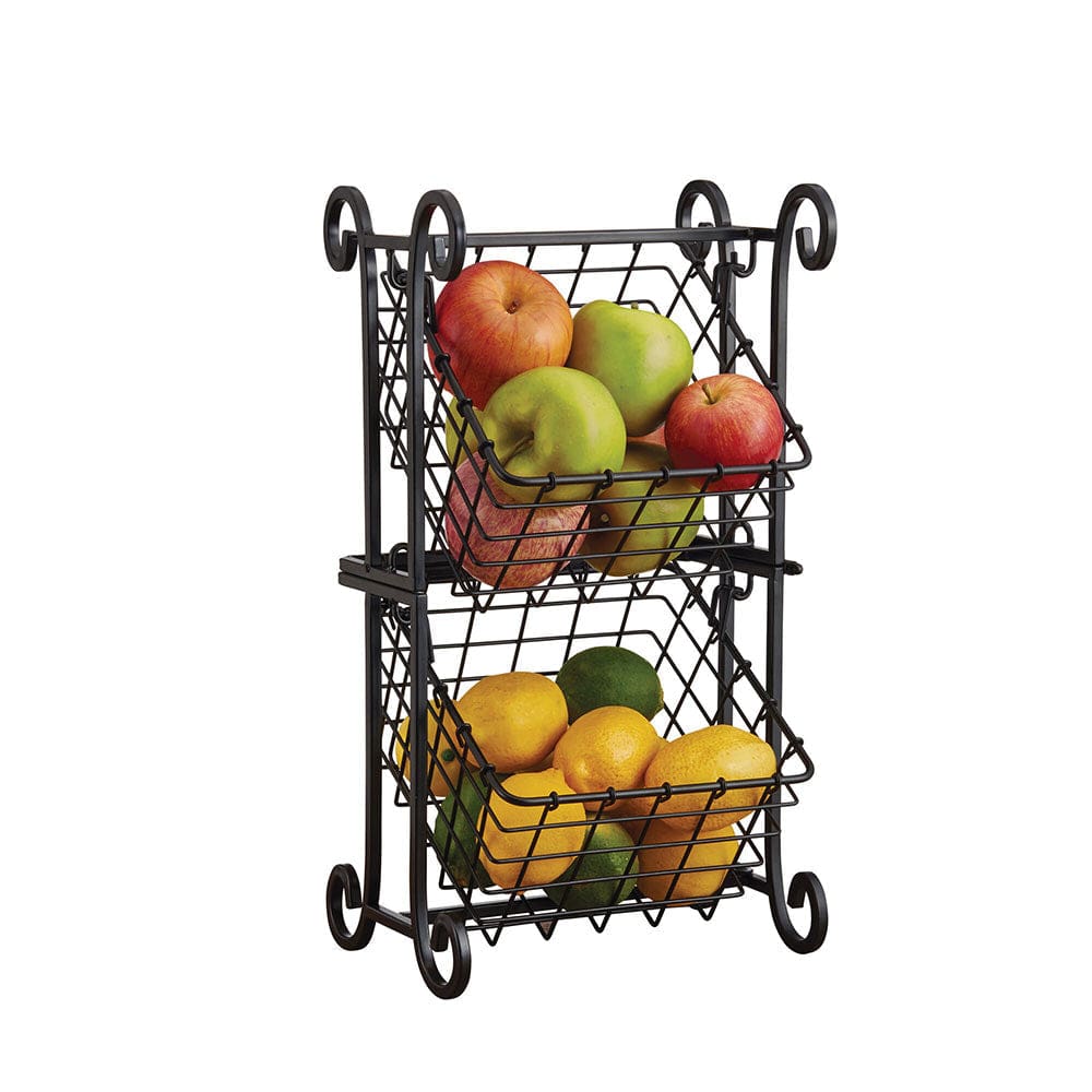 Gourmet Basics by Mikasa Grid 2-Tier Basket, Black