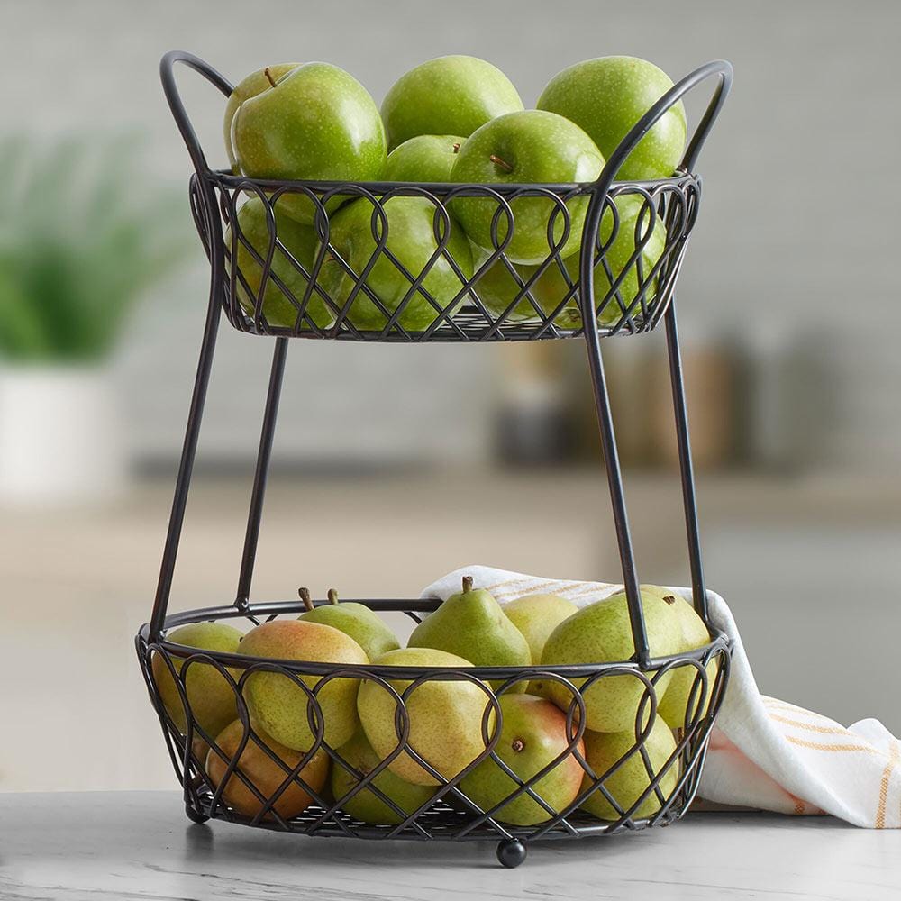 Gourmet Basics by Mikasa Spindle 2-Tier Adjustable Basket with