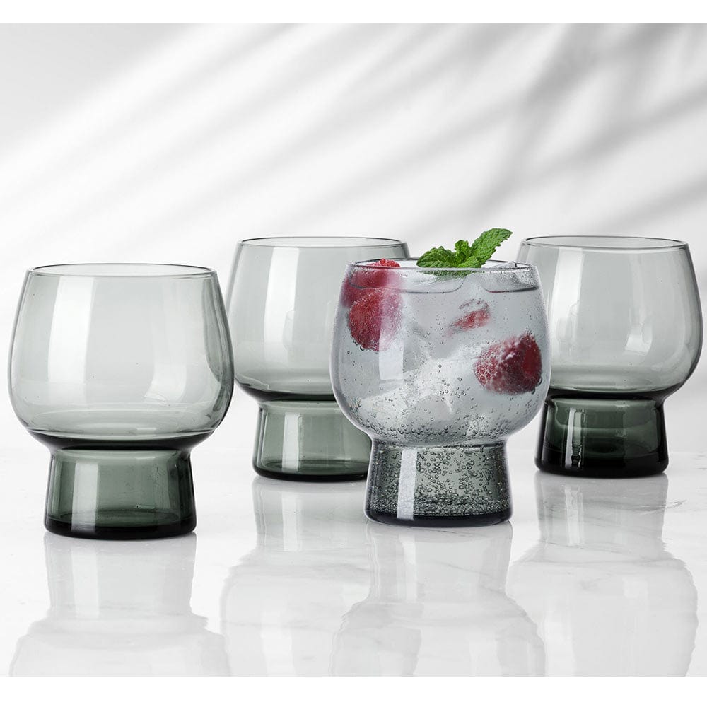 Phoebe Smoke Set of 4 Double Old Fashioned Glasses Mikasa