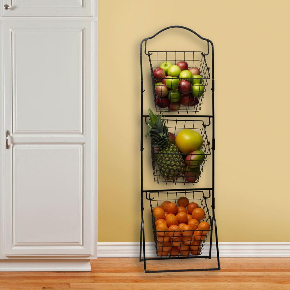 Rio 3 Tiered Standing Storage Baskets with Wheels