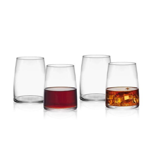 Mikasa Aline Double Old-Fashioned Whiskey Glasses, 14-Ounce, Clear