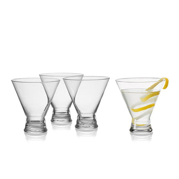 Mikasa Party Set of 4 Stemless Martini Glasses, 10 Ounce, Clear and Gold