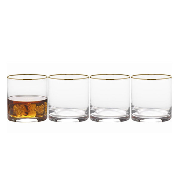 Mikasa Julie Gold Set of 4 Stemless Wine Glasses 