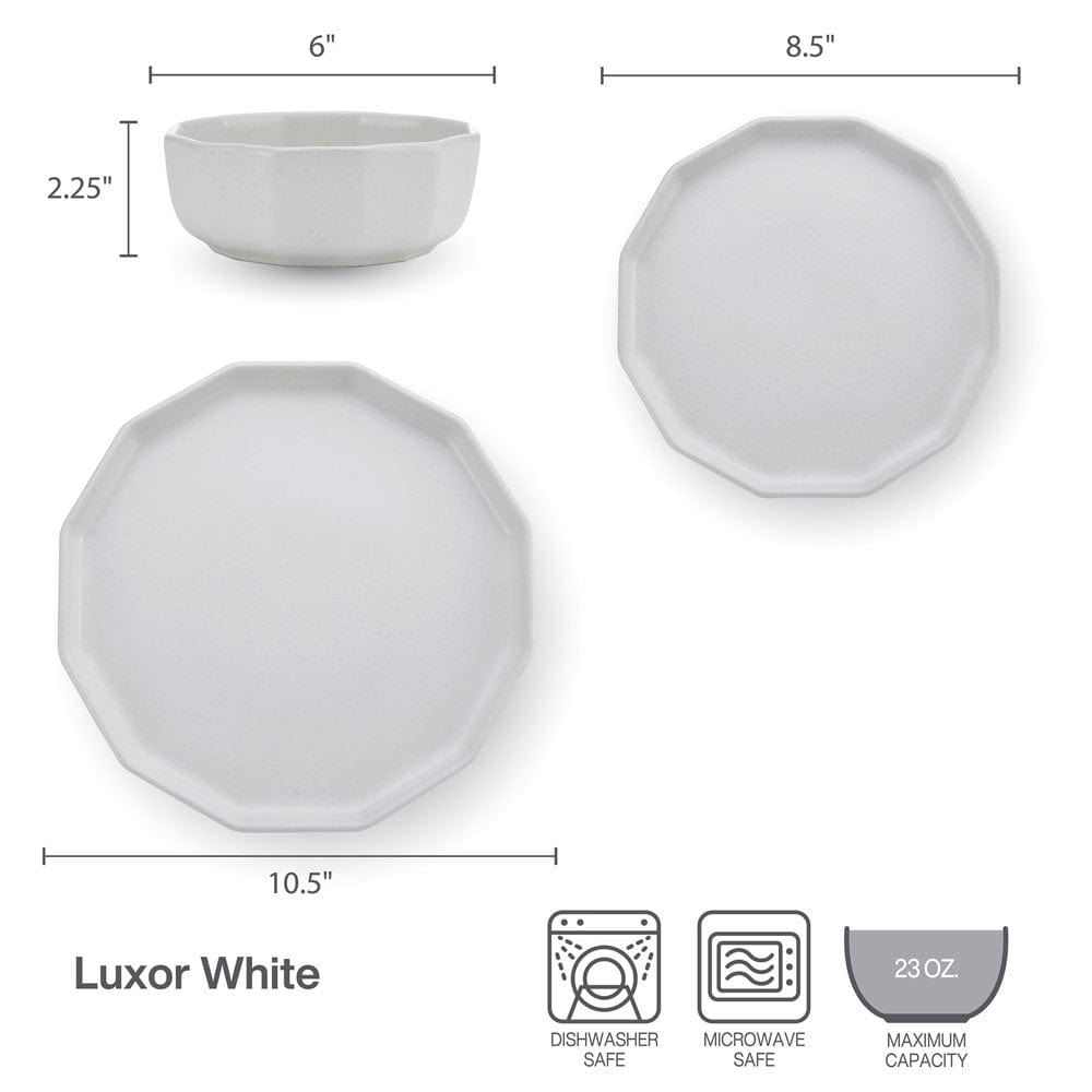 Luxor White 12 Piece Dinnerware Set, Service for 4 – Mikasa