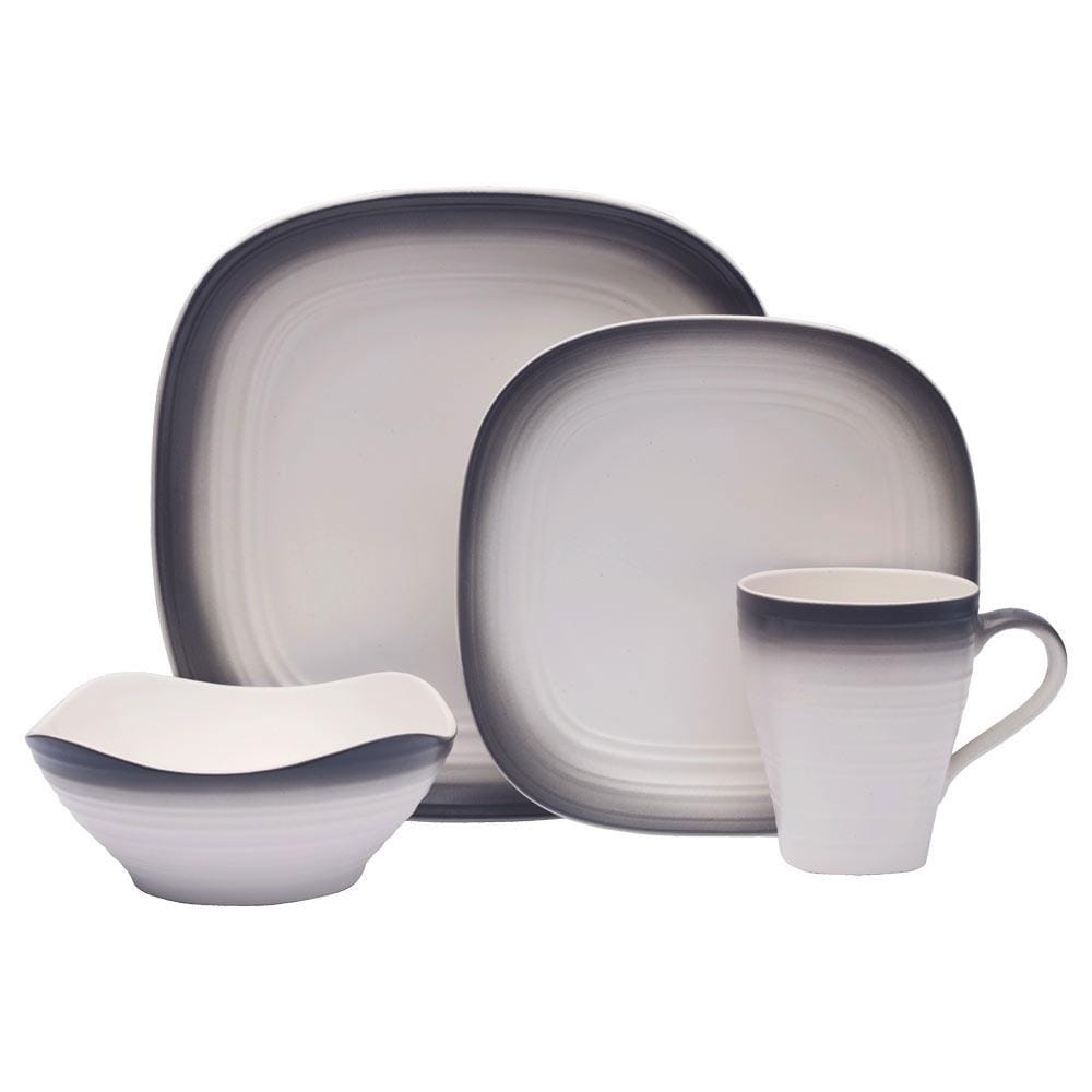 Swirl Ombre Graphite Square 16 Piece Dinnerware Set, Service for 4 – Mikasa