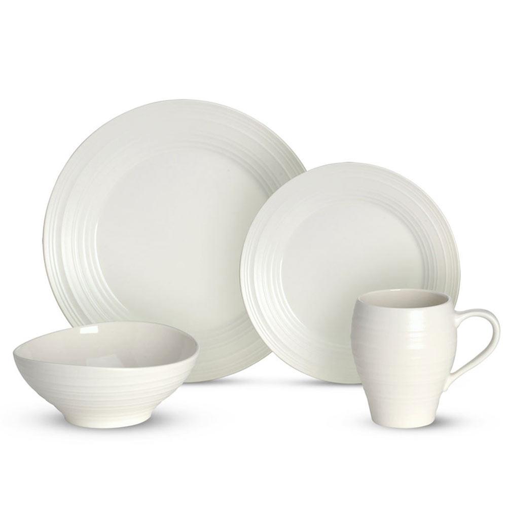 Swirl White 16 Piece Dinnerware Set, Service for 4 – Mikasa