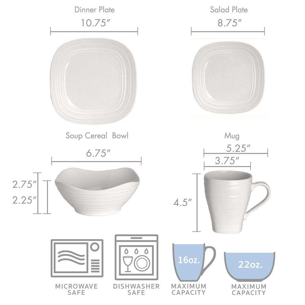 Swirl White Square 4 Piece Place Setting – Mikasa