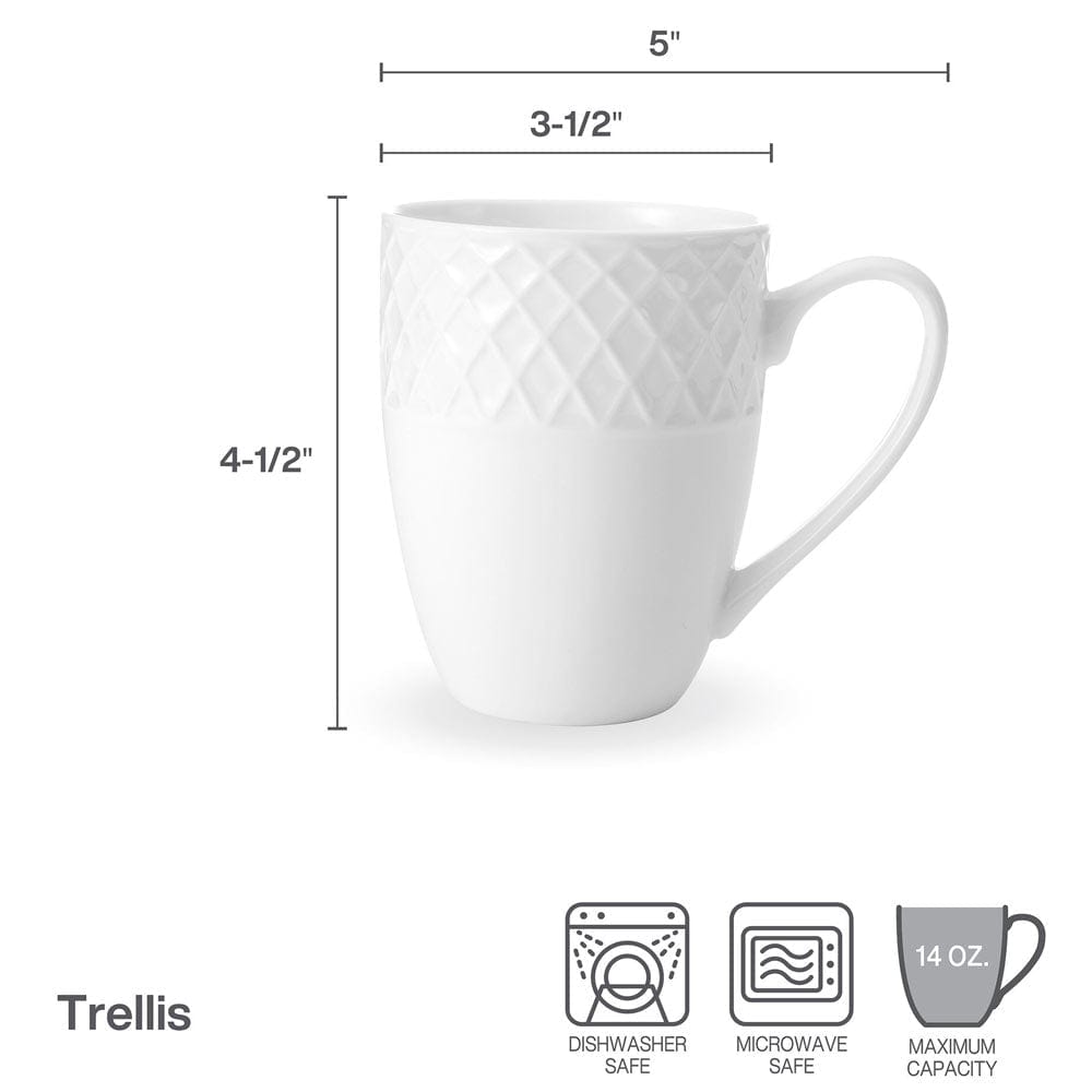 Trellis White Set of 4 Mugs – Mikasa